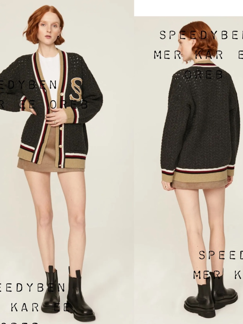 Sandro Monogram  varsity stripe Cardigan Medium - Picture 3 of 14
